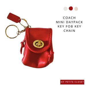 Coach Mini Daypack Key Fob Key Chain Red Leather